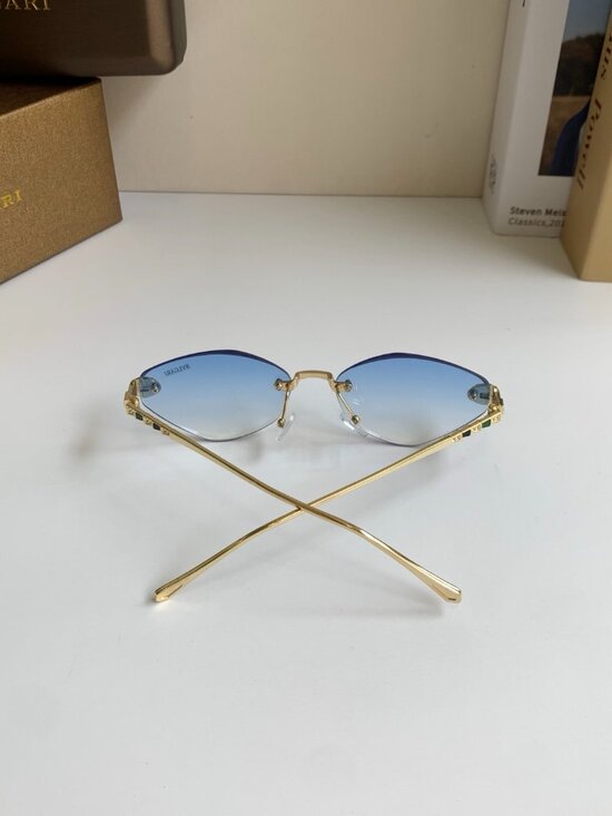 Bvlgari Serpenti Rimless Cat Eye Gradient Blue Sunglasses